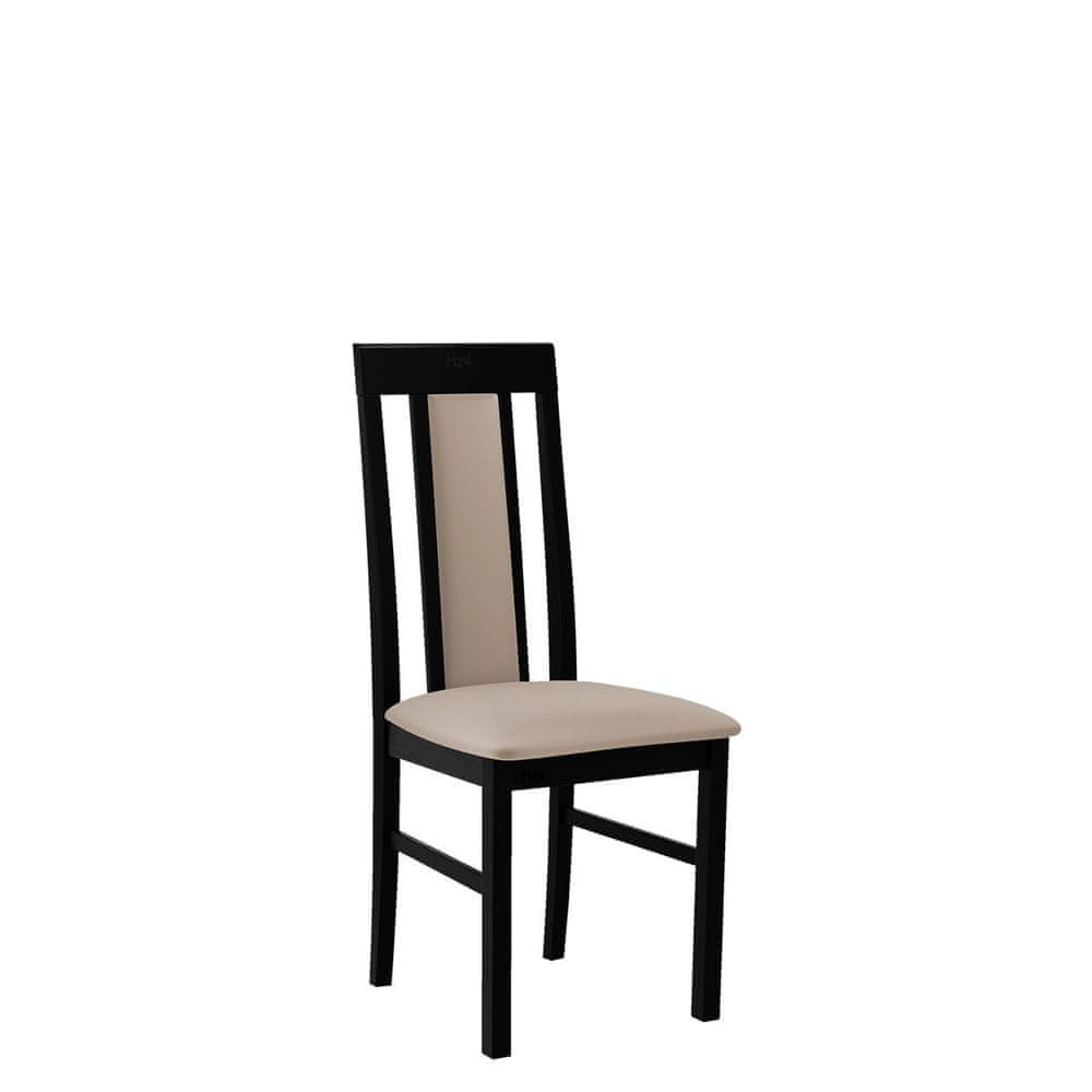 Veneti Drevená jedálenská stolička s látkovým poťahom DANBURY 2 - čierna / béžová